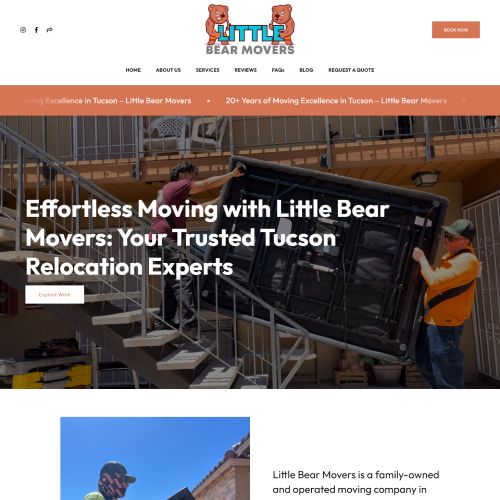 Exemplos de sites do portfólio Little Bear Movers