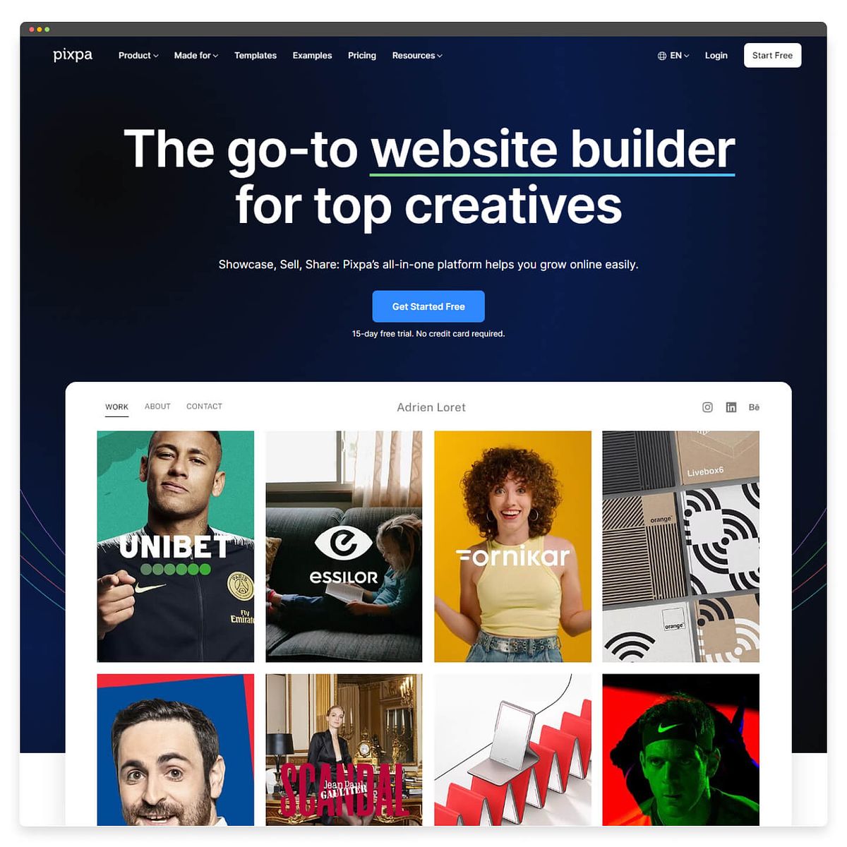 Pixpa website builder
