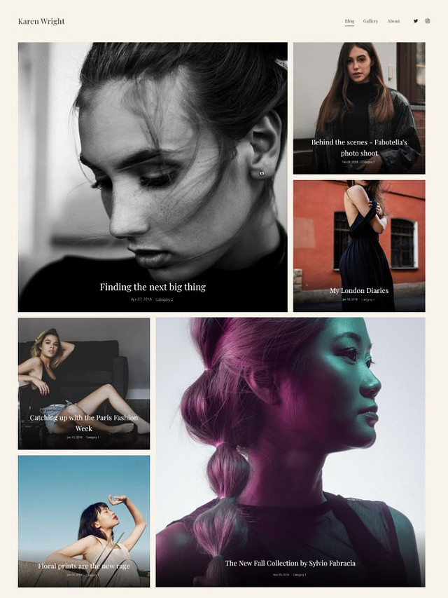 Sequoia -  Pixpa Modello di sito web per portfolio di moda