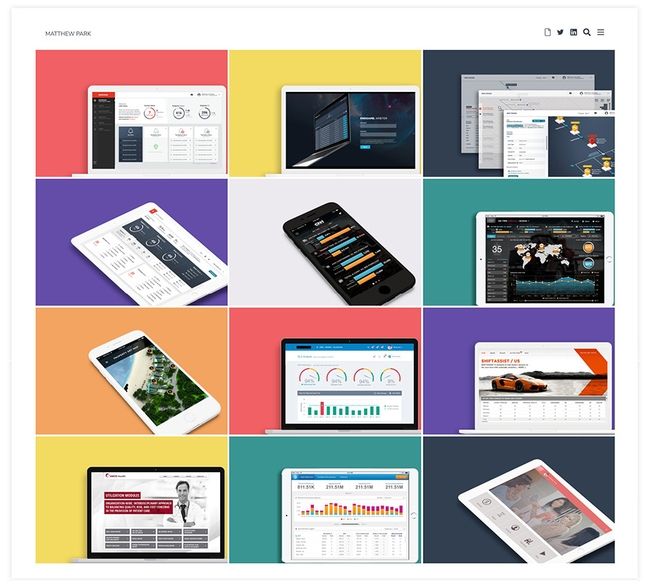 Sito web del portfolio di web designer di Matthew Park