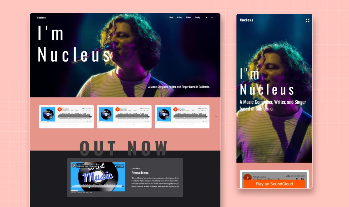 Introductie van Pixpa's nieuwe muziekwebsitesjabloon - Nucleus