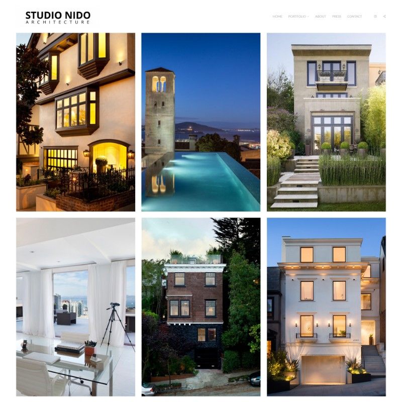 design minimalista del sito web di fotografia immobiliare