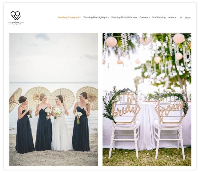 Sitio web del portafolio de bodas de Nokatoa