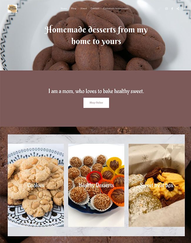 Mama's Desserts website