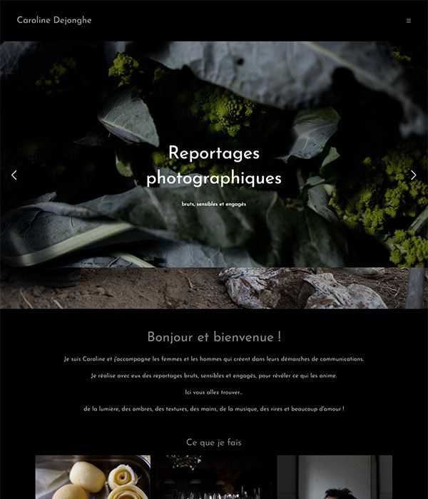 Кэролайн Дежонге - веб-сайт портфолио портретного и ремесленного фотографа - pixpa