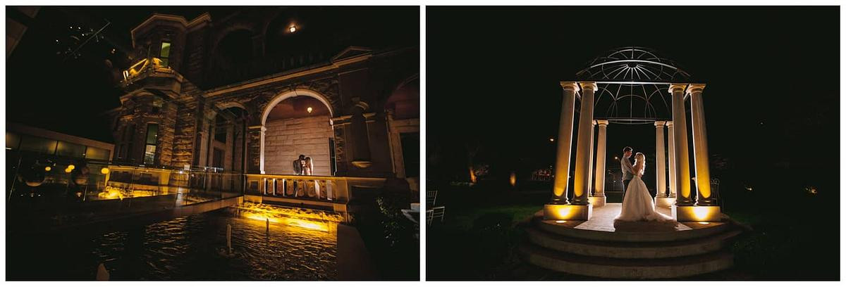 Night photography of wedding couple at Curzon Hall.
